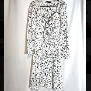 White with black polkadots midi dress. Size XS